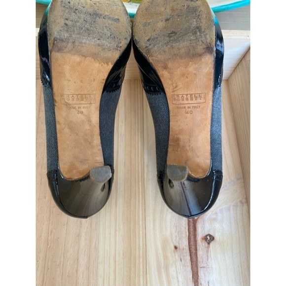 Fratelli Rosetti Grey & Black Patent Spectator Peep Toe Heels Size 40 - Picture 8 of 9